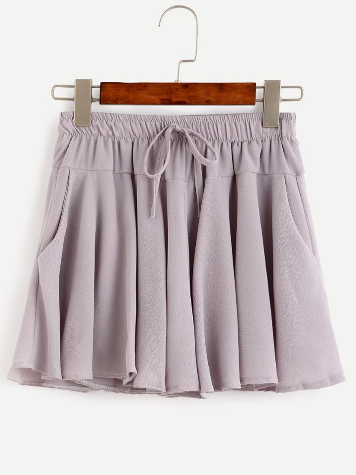 Romwe Grey Textured Drawstring Shorts