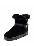 Romwe Buckle Detail Faux Fur Lined Snow Boots