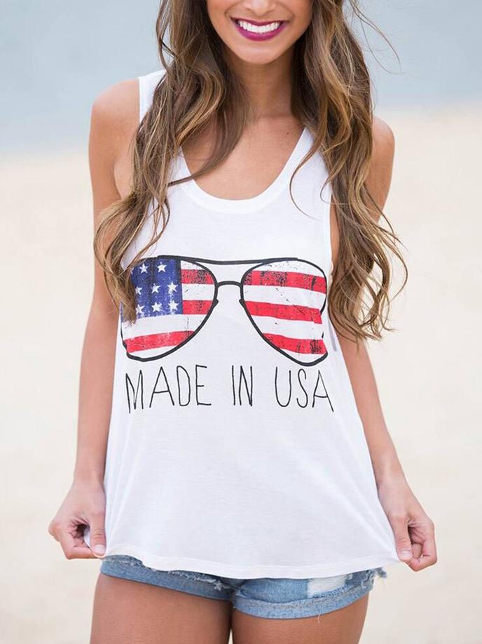 Romwe Made In Usa Print Tank Top