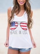 Romwe Made In Usa Print Tank Top