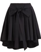 Romwe Belt Pleated Black Skirt