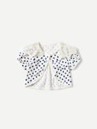 Romwe Contrast Lace Pearl Beaded Spot Coat