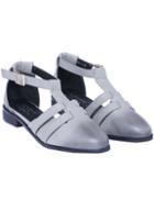 Romwe Grey T Strap Flat Shoes