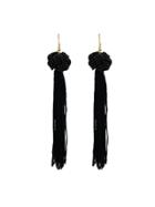 Romwe Black Long Rope Tassel Drop Earrings Bohemian