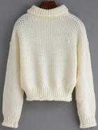 Romwe Turtleneck Open-knit Loose Sweater