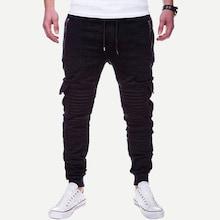 Romwe Men Double Pocket Ruched Drawstring Pants