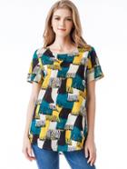 Romwe Abstract Print Top