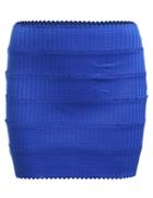Romwe Scalloped Bandage Bodycon Blue Skirt