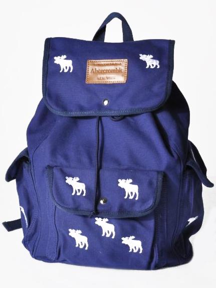 Romwe Deer Embroidered Drawstring Navy Backpack
