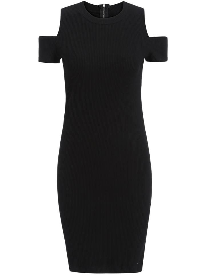 Romwe Off-shoulder Knit Bodycon Dress