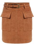 Romwe Pockets Suede Bodycon Skirt