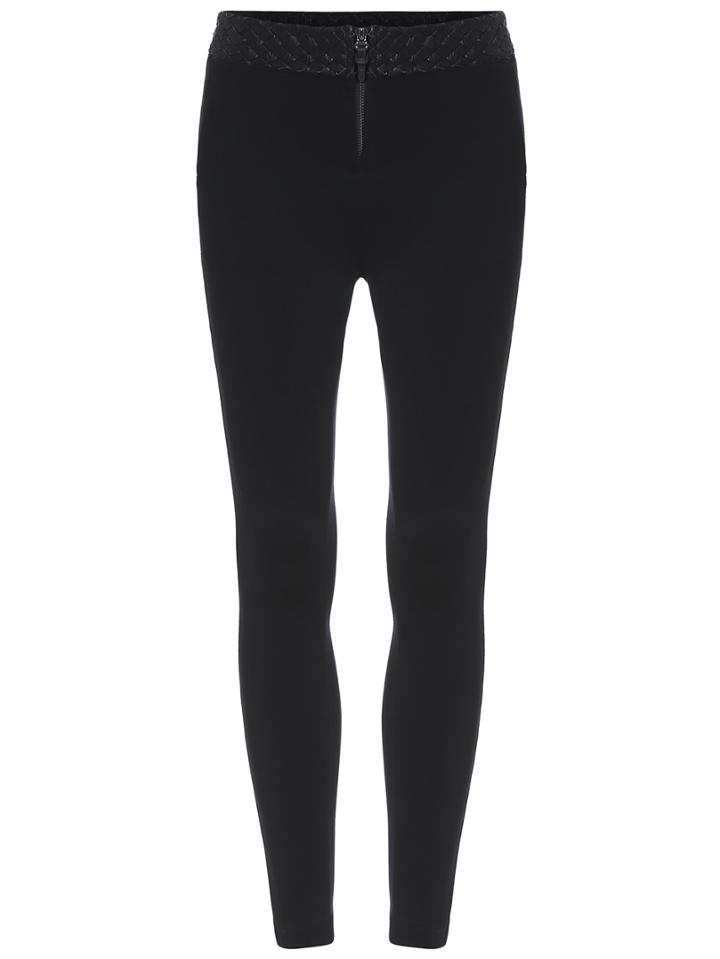 Romwe Zipper Plait Slim Black Pant