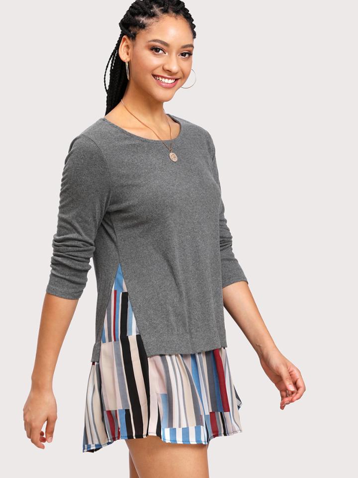 Romwe 2 In 1 Stripe Contrast Dress