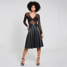 Romwe Pocket Side Pu Skirt