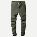 Romwe Guys Slim Fit Ripped Crop Trousers