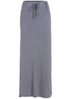 Romwe Drawstring Side Split Grey Skirt