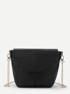 Romwe Pu Flap Shoulder Bag With Chain Strap