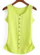 Romwe With Buttons Knit Neon Green Tank Top