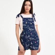 Romwe Self Tie Shoulder Pocket Front Pinafore Romper