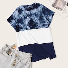 Romwe Color-block Tie Dye Tee