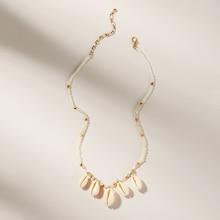 Romwe Puka Shell Charm Beaded Necklace