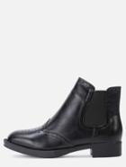Romwe Black Wingtip Faux Leather Elastic Ankle Boots