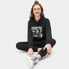 Romwe Letter Print Drawstring Hoodie With Pants