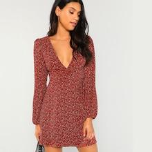 Romwe Leopard Print Plung Neck Wrap Dress