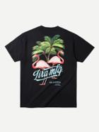 Romwe Men Pink Flamingo Palm Trees T-shirt