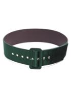 Romwe Green Velvet Covered Pin Buckle Belt