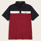 Romwe Guys Embroidered Detail Color-block Polo Shirt