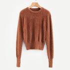 Romwe Drop Shoulder Mohair Sweater