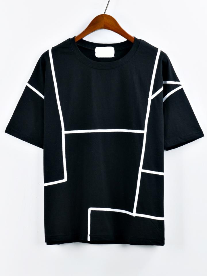 Romwe Contrast Binding T-shirt - Black
