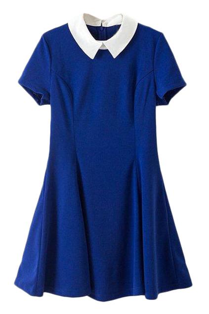 Romwe Short Sleeved Sheer Blue Dress