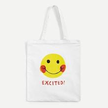 Romwe Smile Print Canvas Tote Bag