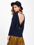 Romwe Crisscross Cutout V Back Jumper