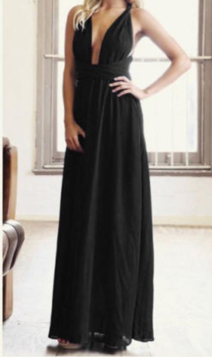 Romwe Black Halter Cross Strap Maxi Dress
