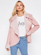 Romwe Oversized Collar Curved Faux Shearling Jacket