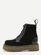 Romwe Black Lace Up Rubber Sole Martin Boots