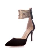 Romwe Stiletto Metallic Ankle Strap Heels
