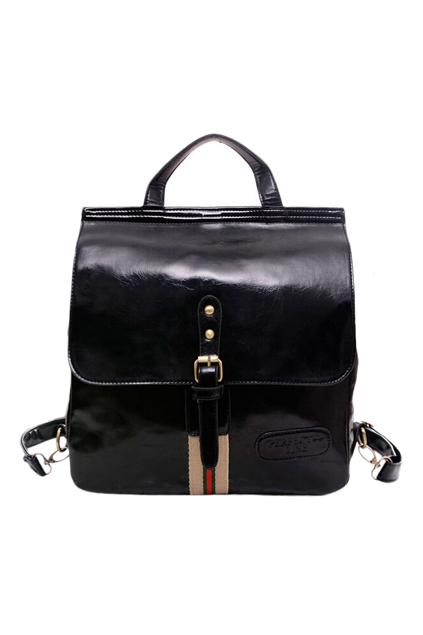 Romwe Pu Sheer Black Fashion Backpack