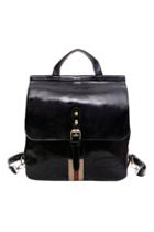 Romwe Pu Sheer Black Fashion Backpack