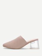 Romwe Square Toe Clear Heeled Suede Heeled Mules