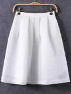 Romwe White With Zipper A-line Skirt