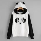 Romwe Plus Two Tone Panda Pattern Hoodie
