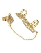 Romwe Gold Plated Rhinestone Double Rings