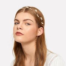 Romwe Faux Pearl Detail Lace-up Headpieces