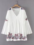 Romwe Flower Embroidered Mini Dress