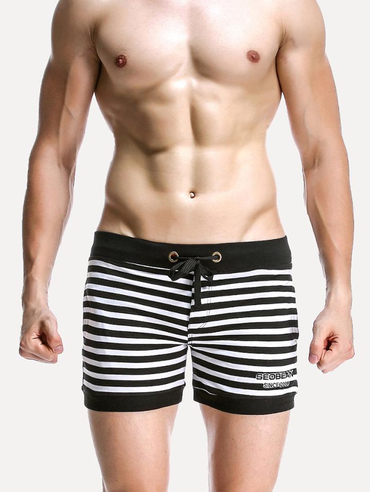 Romwe Contrast Stripe Drawstring Shorts