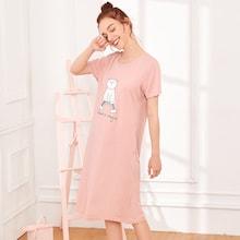 Romwe Cartoon & Rainbow Print Night Dress